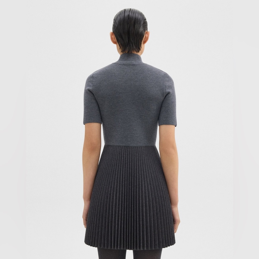 NWT $575 Theory Zip-Up Combo Dress in Blended Wool Flannel - Picture 4 of 7